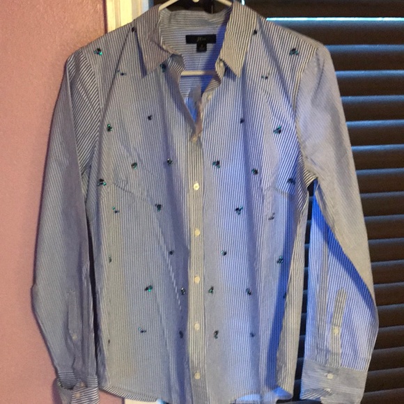 🌸Embellished slim stretch Perfect Shirt in stripe - Picture 7 of 8